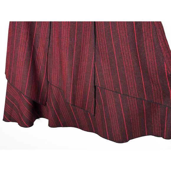 Women's Asymmetric Handkerchief Overlay Wool Blend Midi Skirt Red Black Low Rise - Picture 5 of 7